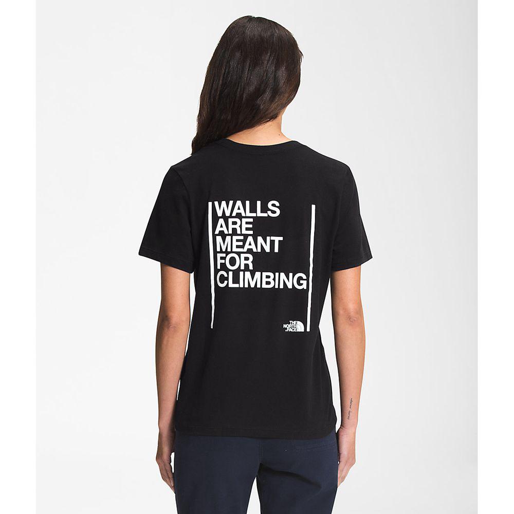 The North Face Κοντό Μανίκι Walls Γυναικεια T Shirt - Μαυρα (BJWM35097)